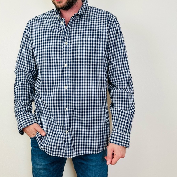 Vintage Gap Long Sleeve Button Down Shirt Blue Check Plaid Slim Fit - Picture 5 of 8